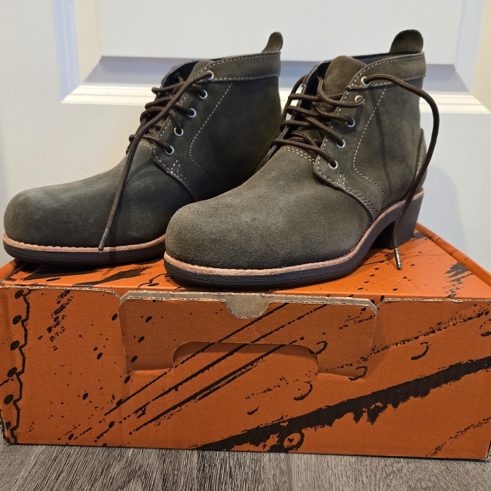 New Red Wing Worx 5124 Olive Leather Zinc Lace Up Steel Toe Chukka Boots Sz 7.5